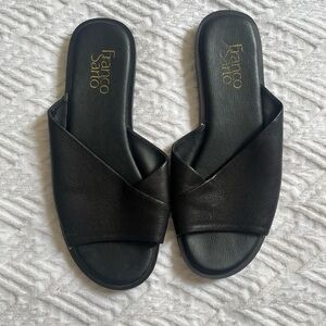 Free people Franco Sarto black leather flat sandals studded size 6 - riviera